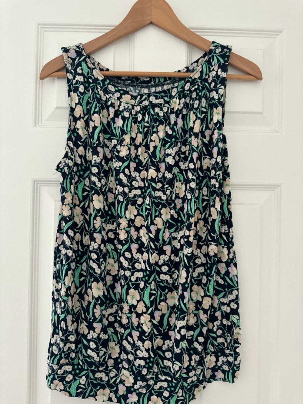 LOFT Navy Floral Sleeveless Blouse